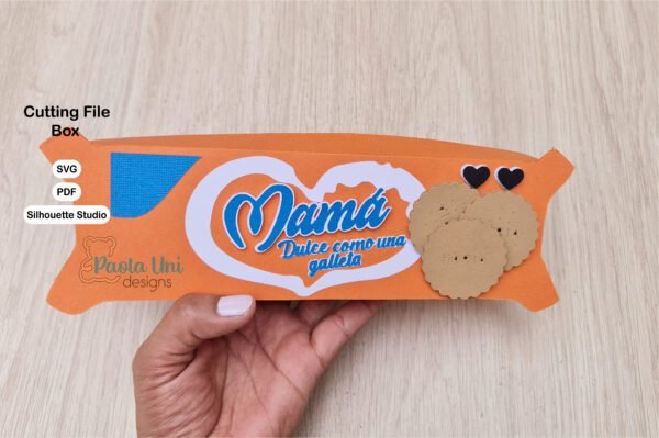 Archivo para recortar y armar caja en forma de galleta María con soporte de chocolates - Imagen 2