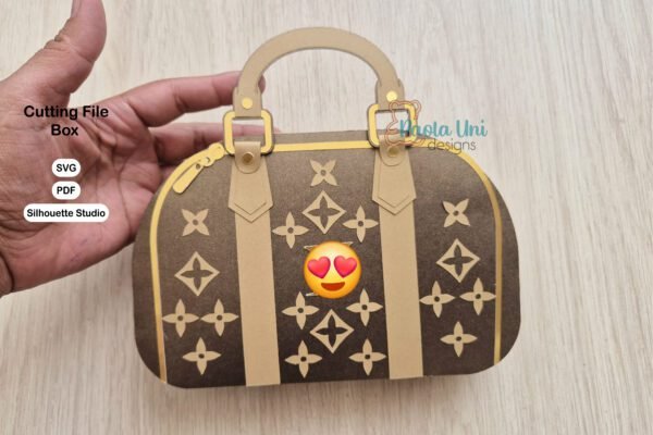 Archivo ó molde digital para recortar y armar caja en forma de cartera svg- studio-pdf - Imagen 2