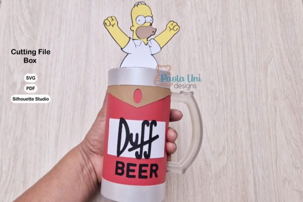 Archivo para recortar y armar caja para vaso de cerveza medida 15x8 cm  5.91x 3.15 in - Imagen 3