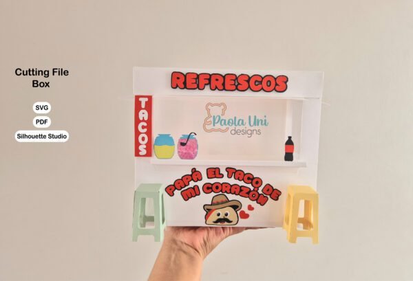 Archivo para recortar y armar caja en forma de casilla de comidas dia del padre - Imagen 3