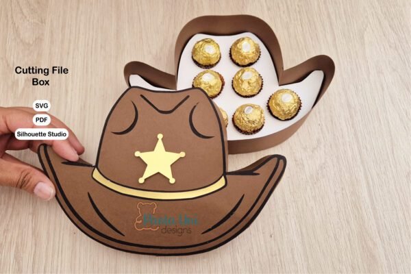 Archivo para recortar y armar caja en forma de sombrero, cricut, cameo, PDF A3 - Imagen 2