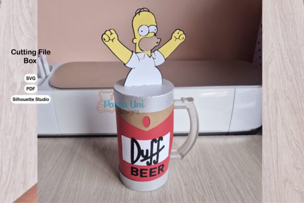 Archivo para recortar y armar caja para vaso de cerveza medida 15x8 cm  5.91x 3.15 in