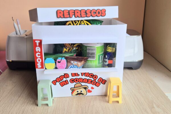 Archivo para recortar y armar caja en forma de casilla de comidas dia del padre