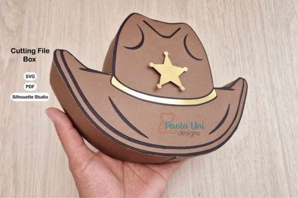 Archivo para recortar y armar caja en forma de sombrero, cricut, cameo, PDF A3 - Imagen 3