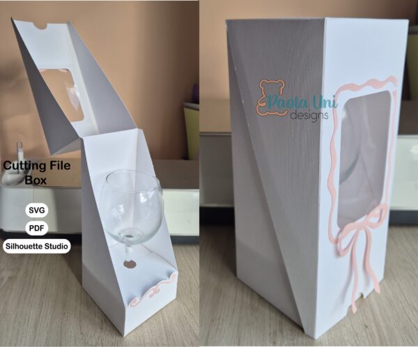 Archivo para recortar y armar caja para copa incluye ventana y sin ventana