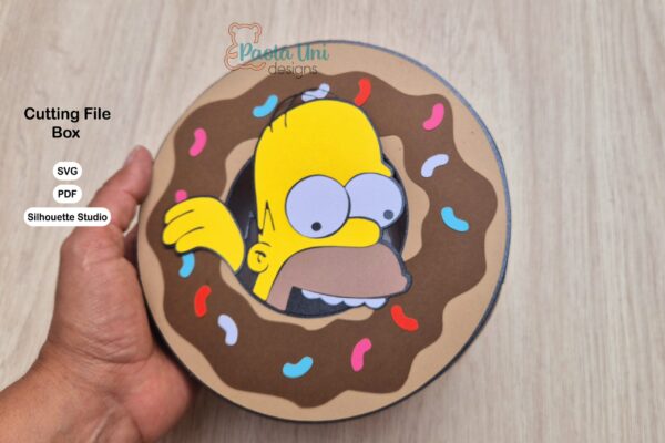 Archivo para cortar y armar caja en forma de dona PDF, SVG, STUDIO Homero