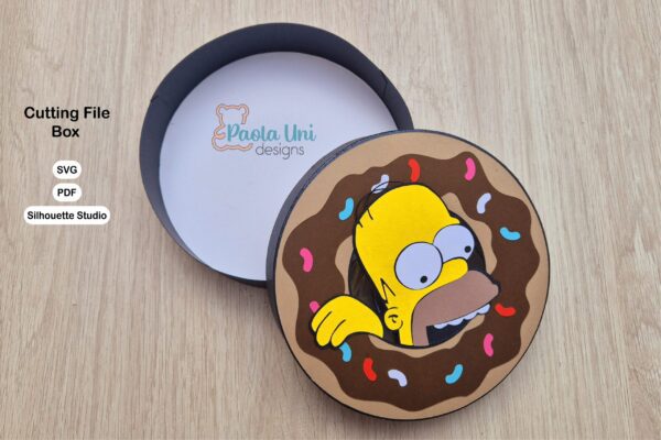 Archivo para cortar y armar caja en forma de dona PDF, SVG, STUDIO Homero