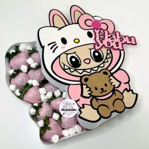 Archivo digital para recortar y armar caja en forma de kitty labubu