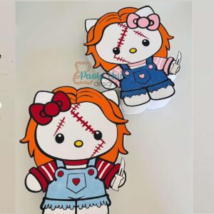 Archivo para recortar y armar caja en forma de kitty chuky halloween