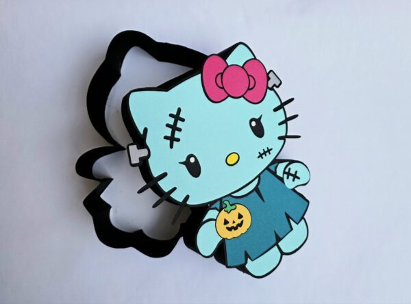Archivo para recortar y armar caja en forma de kitty halloween, no compartir archivo