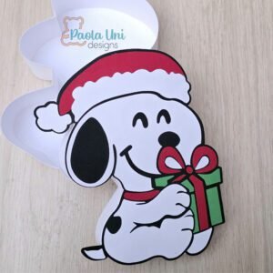 Archivo para recortar y armar caja en forma de Snoopy navideña gratis por tiempo limitado