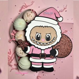 Archivo digital para recortar y armar caja en forma de Labubu Santa