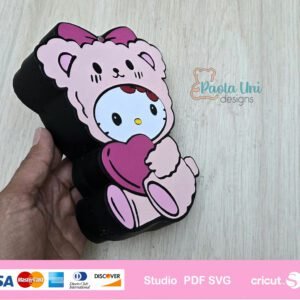 Archivo para recortar y armar caja en forma de kitty San Valentin