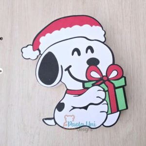 Archivo para recortar y armar caja en forma de Snoopy navideña gratis por tiempo limitado