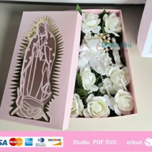 Archivo para recortar y armar caja Virgen de Guadalupe