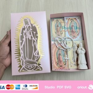 Archivo para recortar y armar caja Virgen de Guadalupe