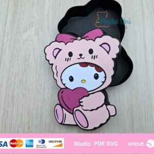 Archivo para recortar y armar caja en forma de kitty San Valentin
