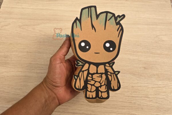 Archivo para recortar y armar caja en forma de Groot