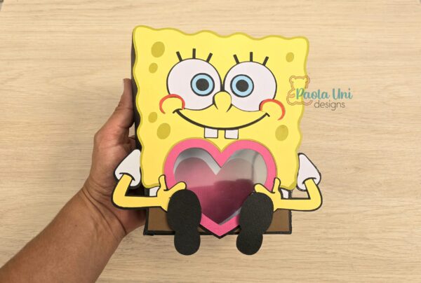 Archivo para recortar y armar caja en forma de bob esponja