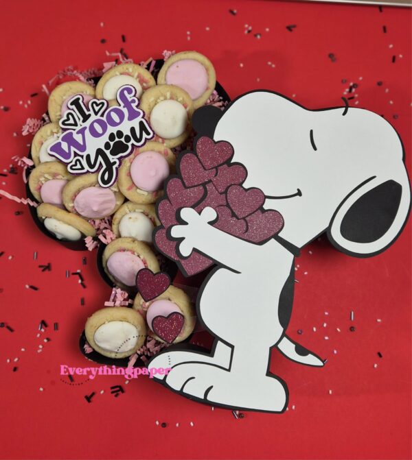FORMATO FOTODF Archivo para recortar y armar caja en forma de snoopy con corazones san valentin