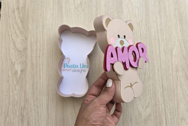 Archivo para recortar y armar caja en forma de oso, svg, studio, pdf