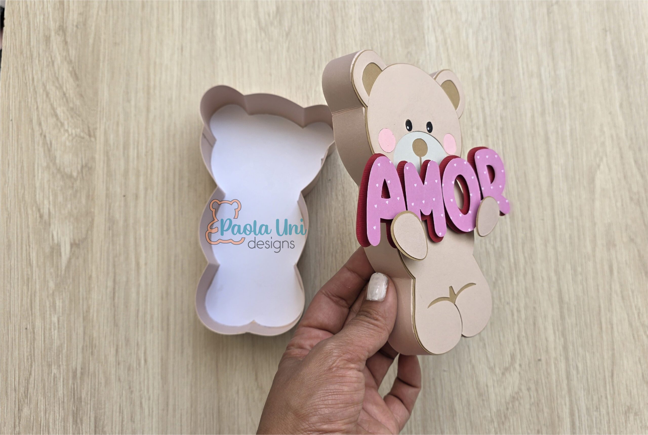 Archivo para recortar y armar caja en forma de oso, svg, studio, pdf - Imagen 2