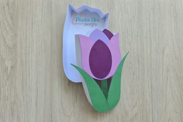 Archivo para recortal y armar caja en forma de tulipán