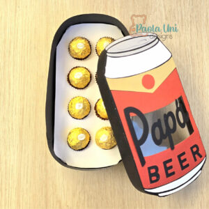Archivo para recortar y armar caja en forma de cerveza, incluye Dad, Papá y Duff