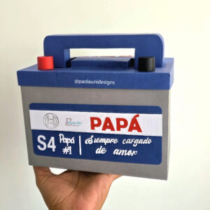 Archivo para recortar y armar caja en forma de batería de auto, día del padre
